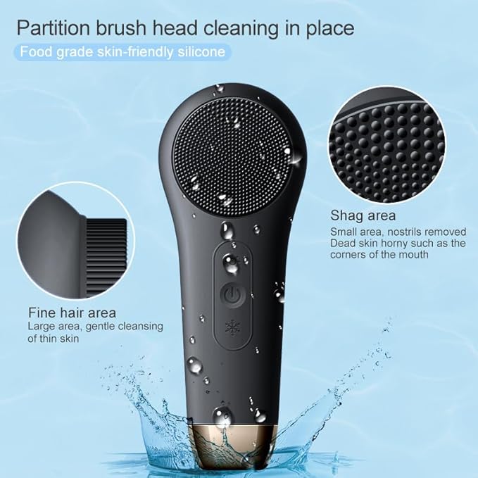 Rechargeable Silicone Electric Face Scrubber – Vibrating Facial Cleansing Brush for Deep Cleansing & Exfoliation, Waterproof, Gentle on Skin, for Men & Women