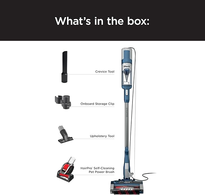 Shark HZ3002 Stratos Ultralight Corded Stick Vacuum with DuoClean PowerFins HairPro, Self-Cleaning Brushroll, & Odor Neutralizer Technology, Navy