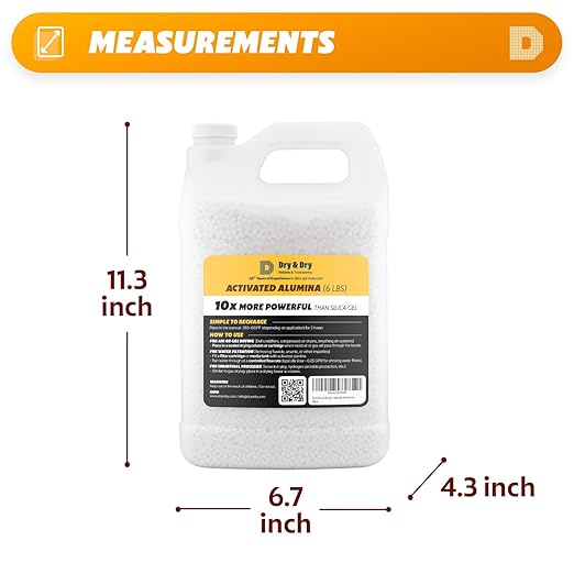 Dry & Dry [24 LBS] Activated Alumina Desiccant Beads | High-Capacity Moisture Absorber, Rechargeable Humidity Control for Industrial & Home Use