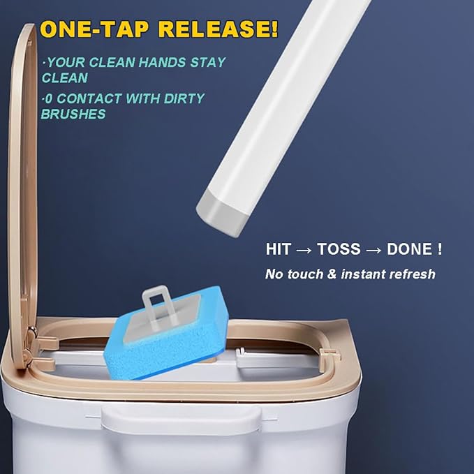 Toilet Brush for RV, Small Space & Bathroom, Disposable Cleaning System with Hanging Holder - 8 Refill Heads, Sturdy Wand & Storage Case