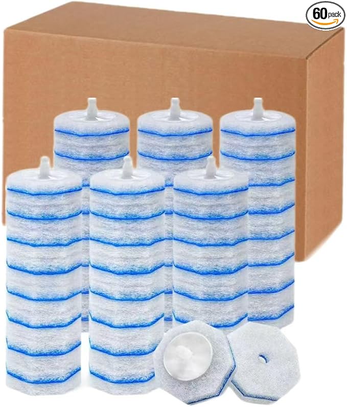 60 Count Toilet Bowl Wand Refills for Clorox,Disposable Toilet Bowl Cleaner Refill Pads for Most Toilet System,Disposable Toilet Brush refills for Bathroom Cleaning