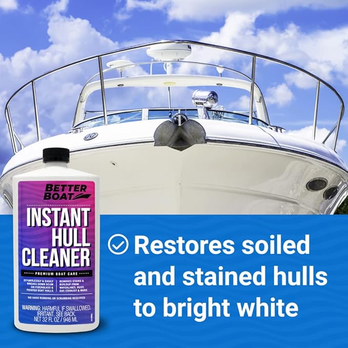 Fiberglass Boat Hull Cleaner, Marine-Grade Stain Remover & Restorer, Deck Cleaner for Boats, Pontoons, Sailboats, Pro Wash Cleaning Supplies