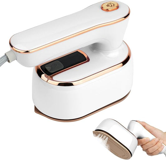 AUAUY Mini Steam Iron, 1000W Portable Handheld Travel Steam Iron, 180° Rotating Handle Converts Iron into Handheld Steamer, 15s Fast Heat Up, 2-in-1 Foldable Steamer Iron for Home and Travel