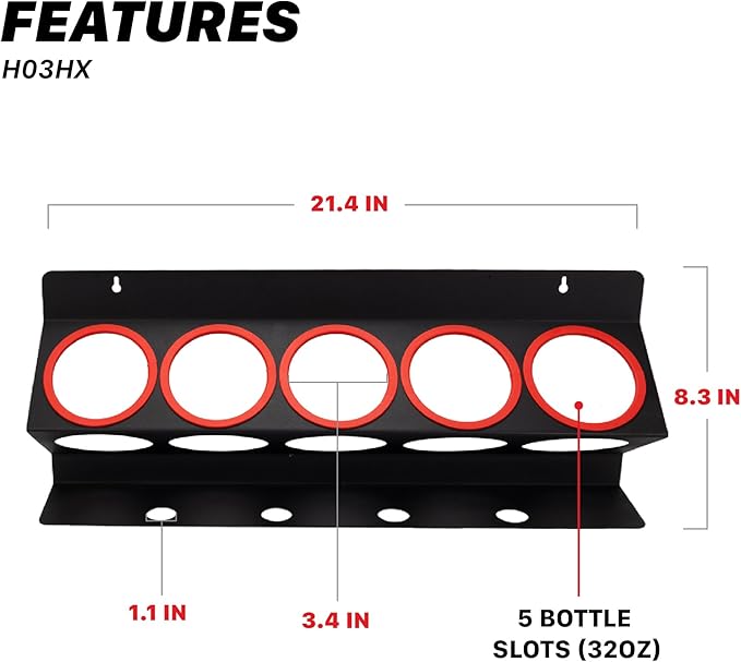 Maxshine Universal Detailing Spray Bottle Holder (2-Pack, No Logo) – Mobile Detailing & Car Garage Organizer, Holds 5 Bottles (16/32oz) with 4 Small Holes – Lightweight Design, Easy Wall Mounting