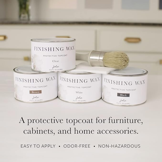 Jolie Finishing Wax - Protective topcoat Paint - Use on interior furniture, cabinets, walls, home decor and accessories - Odor-Free, Non-Hazardous - Black - 120 ml