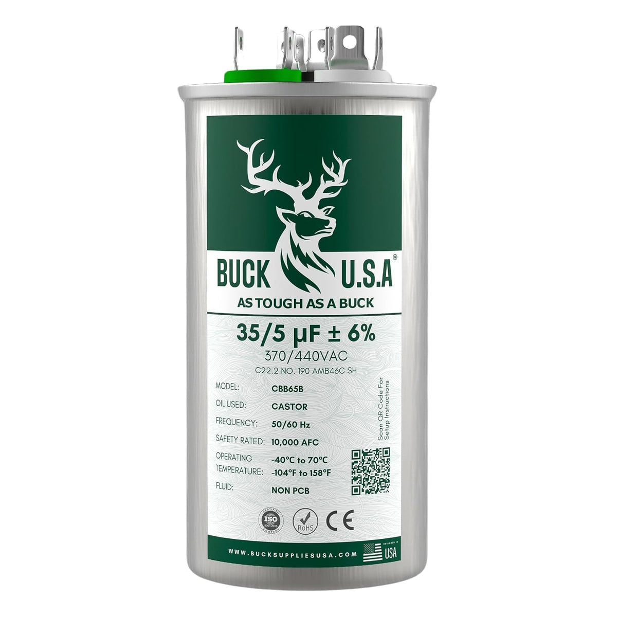 Buck 35+5uF 35/5 MFD ±6% CBB65B Dual Run Round Start | Pet Essentials - Image 1