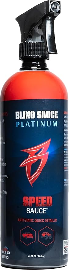 Bling Sauce Platinum Speed Sauce, Cherry Scent, Anti-Static Quick Detail Spray for Cars, Trucks, SUVs, 24oz.