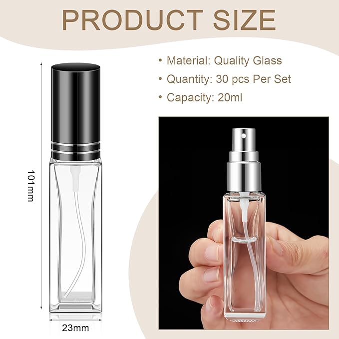 Domensi 30 Pcs 10/20/30 ml Perfume Travel Refillable Bottles Glass Spray Bottle Perfume Atomizer for Cologne Dispenser Leak-proof Fragrance Bottles Atomizer Pump Bottle Kit (Gold, Silver, Black)