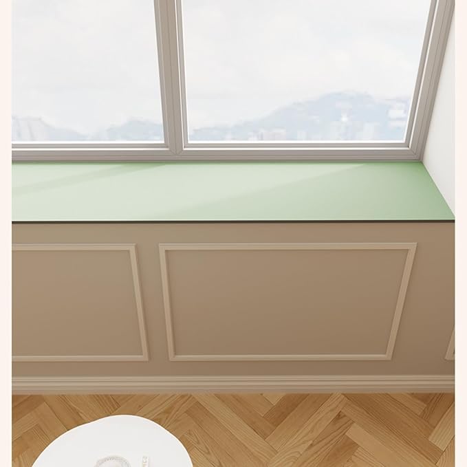 Window Sill Cushion Pad - Narrow Adjustable & Waterproof Window Seat Mat for Bay Windows, Absorbent Dust-Proof Liner with Non-Slip Backing,Cut-to-Fit (Green, 114''x4'')