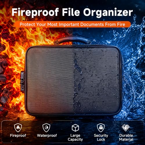Fireproof Document Box With Lock, 16 Pocket Document Organizer - Image 4