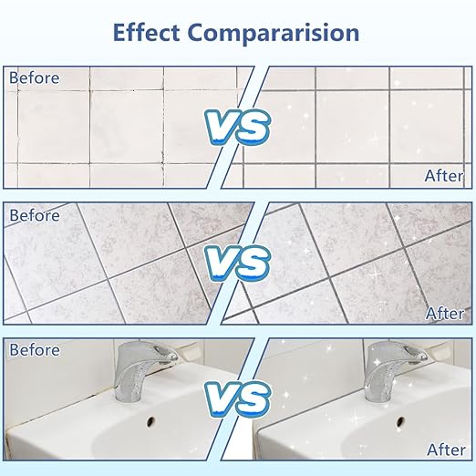 Tile Grout Repair Kit, Grout Filler Paste with Silicone Trowel Scraper, 17.64oz, Waterproof