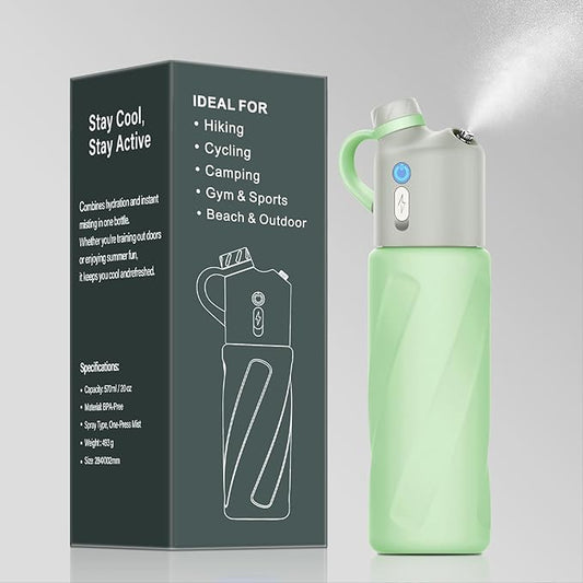 Electric Misting Water Bottle – 2-in-1 Insulated Stainless Steel Bottle with Dual-Speed Cool Mist, 24hr Cold Retention, Leakproof Straw-Free Design for Gym, Hiking, Golf & Beach