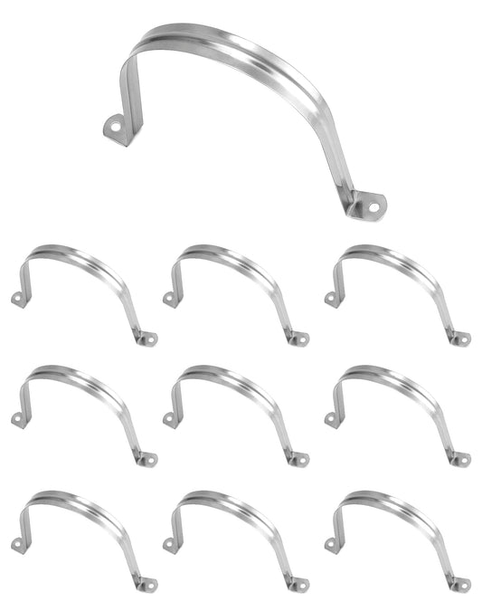 QWORK 4" Rigid Pipe Strap Clamp, 10 Pack Strap-U Bracket | Hand Tools - Image 1