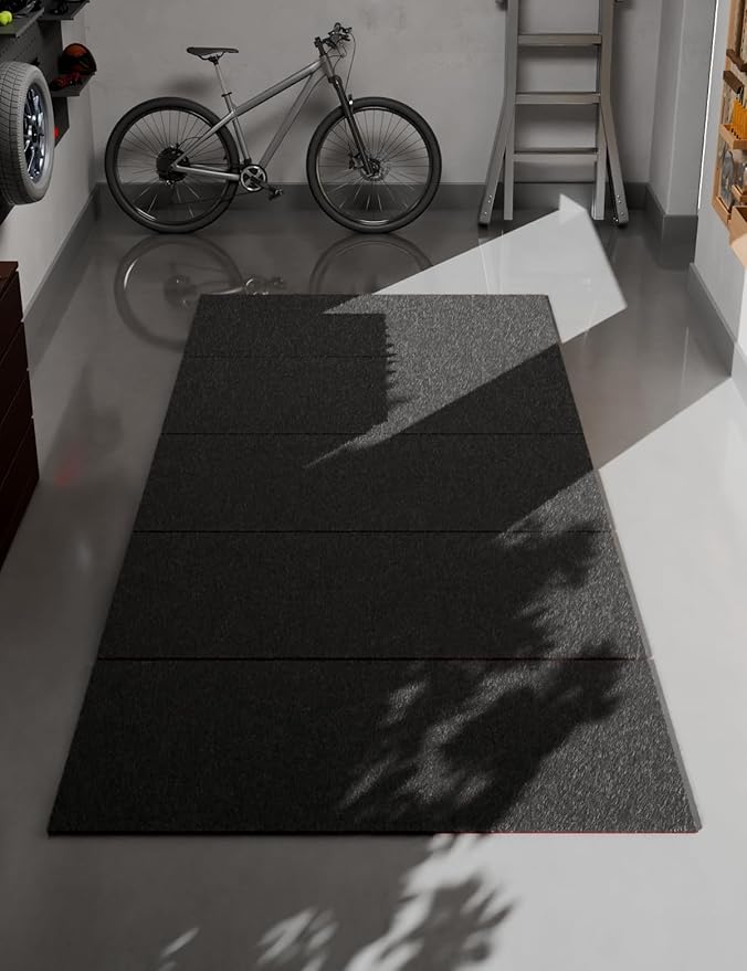 2 Pack Heavy Duty Oil Spill Mat, Garage Floor Mat, 63" x 31" Waterproof Rubber Backing Oil Absorbent Pads, 1/5" Thick Reusable Under Auto Repair Mat for Garage Floor Surface Protection-Black