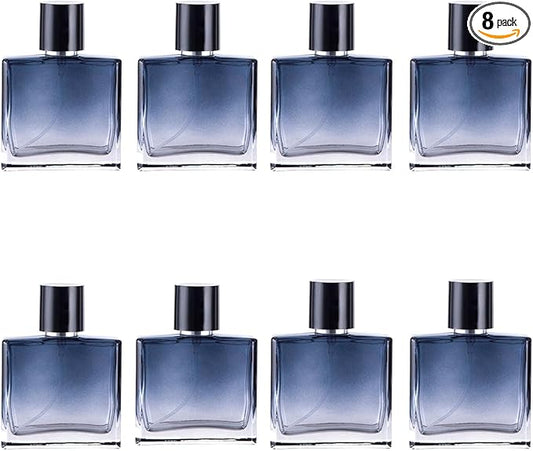 Glass Perfume Bottle Empty Refillable 8Pack Clear Travel Perfume Spray Atomizer Bottle 30ml Perfume Fine Mist Spray Perfume Bottle Atomizer Container with Sprayer Applicator (Gradient Blue 30ml 8PCS)