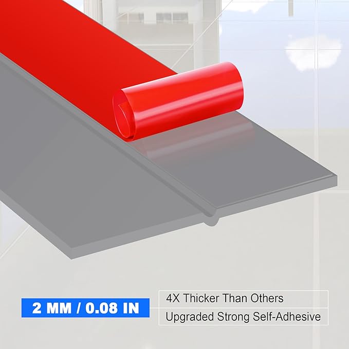 ToLanbbt Weather Stripping Silicone Door Seal Strip 2 in x 40 ft Door Draft Stopper Self Adhesive Door Draft Tape, Side & Bottom Gaps Insulation Strip for Glass Shower Door Sliding Door Window, Gray