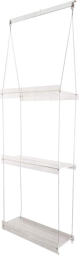 Hanging Acrylic Shelves for Windows (16" Wide, 3 Shelves - 46" Tall)