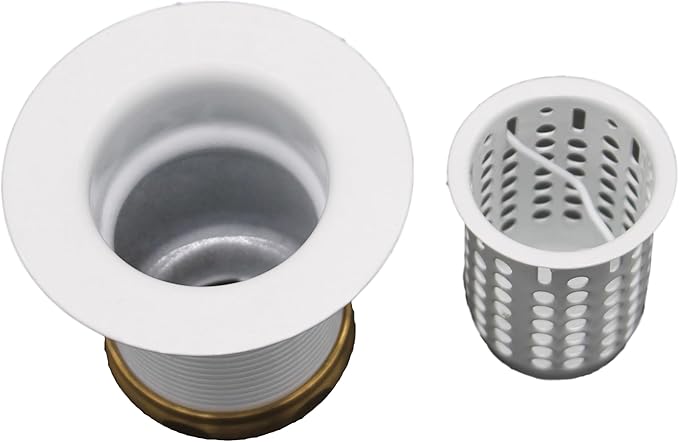 Westbrass A218-50 Junior Bar and Laundry Sink Drain Assembly with Removable Strainer Basket, Powder Coat White