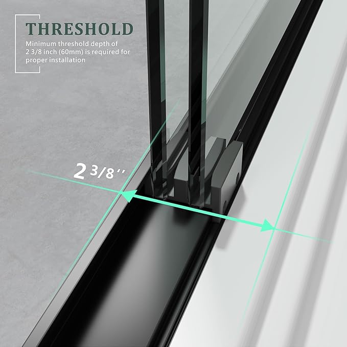 Sliding Bathtub Shower Door 56-60" Width x 62" Height With 1/4"(6mm) Clear Tempered Glass, Black Stainless Steel Hardware, Double Handles Bypass Tub Doors