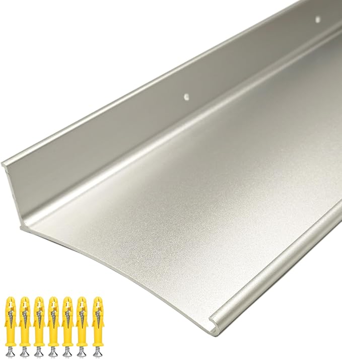 Heavy-Duty 5.12" W 55.1" L Door Rain Drip Guard Overhead,Aluminum Drip Cap for Exterior Doors Window Top,Rain Drip Edge Flashing,Water Deflector,Rain Diverter,Anodized Silver 1PCS
