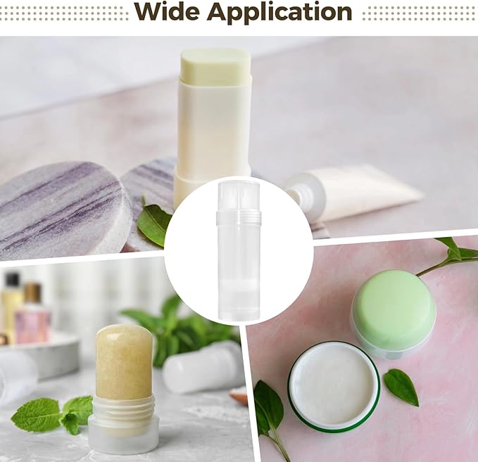 30 PCS Empty Deodorant Containers, 2 oz Refillable Semi-Transparent Plastic Stick Tubes, 60 ml Twist-up Filling Bottles for DIY Sunscreen, Balm, Lotion Bar