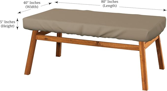Covers & All Rectangle Table Top Cover, 12 Oz Waterproof UV & Weather Resistant Patio Table Cover, Outdoor Table Cover for Patio Furniture (80" L x 40" W x 5" H, Beige)
