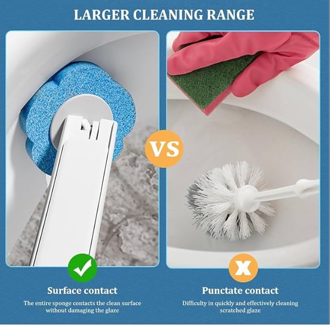 Disposable Toilet Brush Refill Sponges, 18 Pcs, 3 Layers, Blue, Purple, Yellow