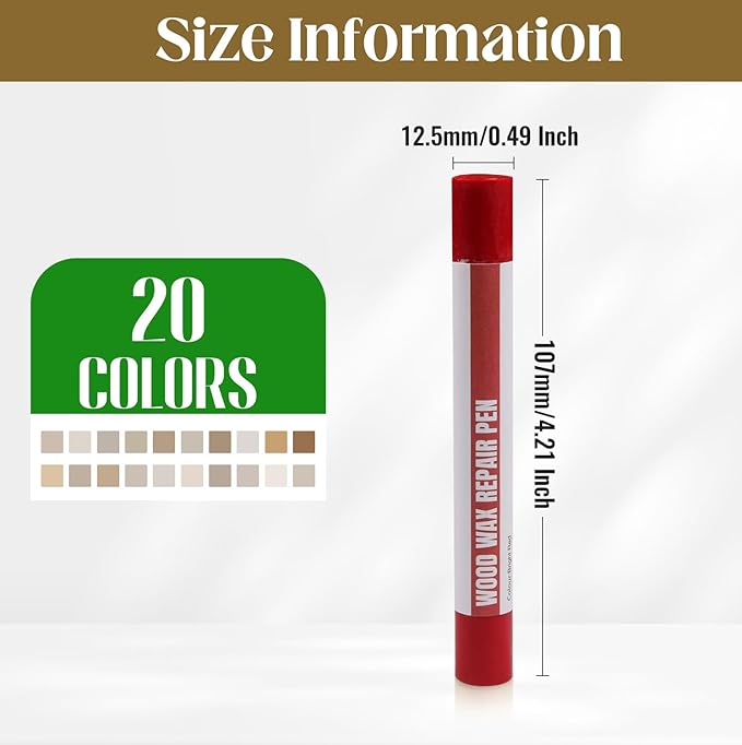 Wood Filler Sticks, 20 Colors Wood Repair Wax Crayons with Scraper, Wood Touch Up Markers for Repairing Scratches, Cracks, Holes in Cabinets, Floors, Tables and Doors[Red Series]