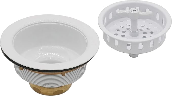 Westbrass Wing Nut Style Large Kitchen Sink Basket Strainer, 2 Pack, Powder Coat White, D2135-50
