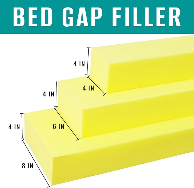 Bed Gap Filler, High Density Foam Mattress Extender for Headboard/Wall Gaps,2-Meter Extra Long Cut-to-Fit Yellow Foam Sponge Strip (78''x4''x4'')