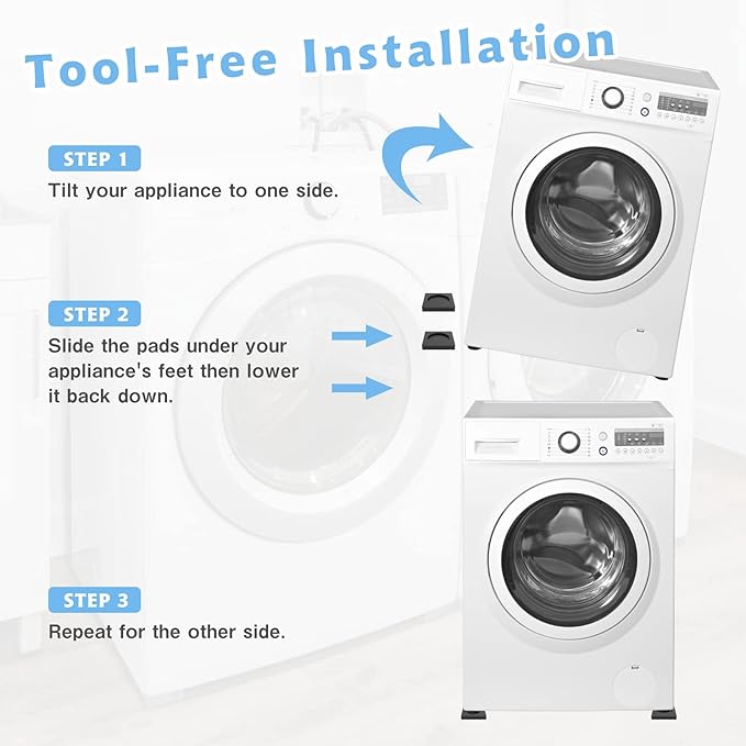 Anti Vibration Pads, Washer and Dryer Anti Slip and Noise-Reducing Anti Vibration Mat, Universal Vibration Isolation Pads Protects Laundry Shaking Walking Pedestals - 8 PCS Washing Machine Foot Pads