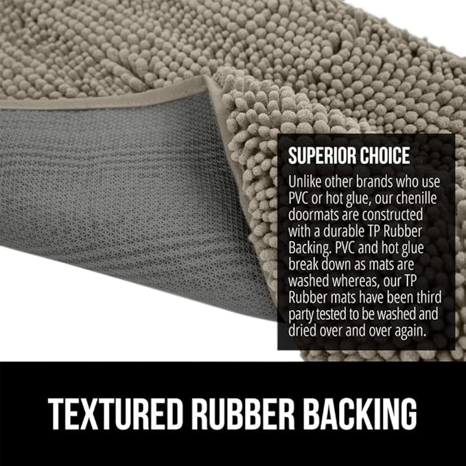 GORILLA GRIP SoakSTOPPER Dog Door Mat, Machine Washable Rug Absorbent Doormat Captures Moisture Mud Dirt, Quick Dry Soft Chenille Entryway Rugs Indoor Entrance Mats for Dog Paws, 24x17 Cappuccino