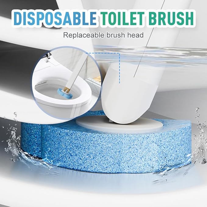 Disposable Toilet Brush, 2026 New Toilet Brush Holder, Compact Wall Mounted Toilet Brush for Modern Bathrooms, Hygienic Toilet Cleaner for Families (Ocean Flavor 6PCS)
