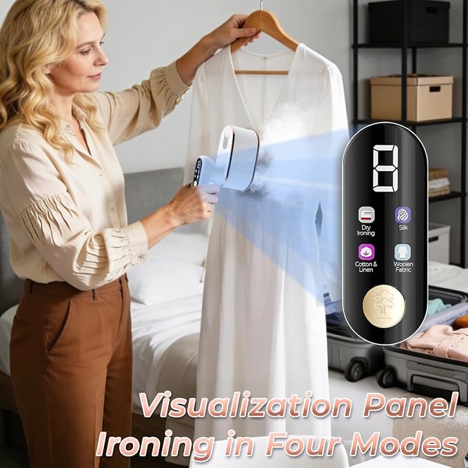 Steamer for Clothes, 1200W Portable Travel Steamer Iron Handheld Garment Wrinkle Remover 15s Heat-up Rotatable Head 110ml Water Tank with Measuring Cup for Home Office Traveling Trips