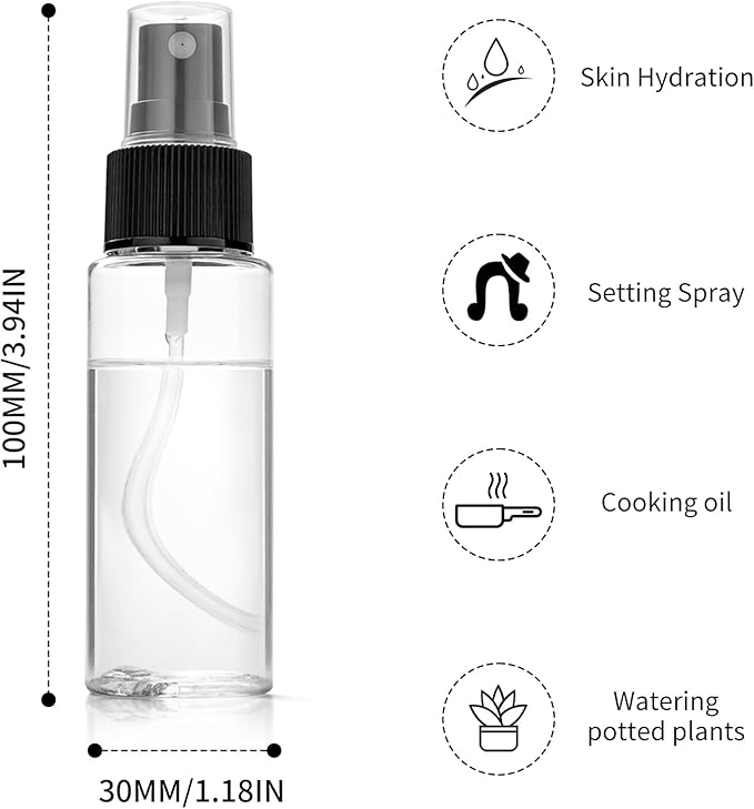 220PCS Mini Clear Spray Bottles Bulk – Fine Mist Empty Travel Containers with Funnels, Refillable Liquid 1oz Plastic Sprayer for Perfume Essential Oils Toner, Pocket Size Makeup Kit