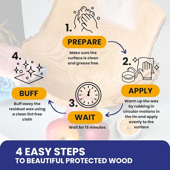 Beeswax Furniture Polish & Conditioner for Wood (Orange 3.4 Fl Oz) Enhances the Natural Beauty of Oak Pine Beech & More Seals & Protects for a Perfect Finish Bees Wax Polish Protects & Enhances