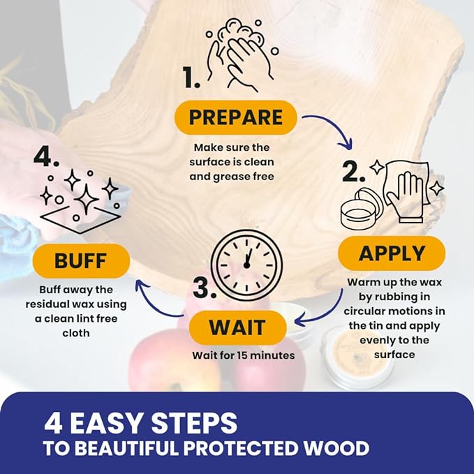 Premium Food-Safe Beeswax Wood Polish & Furniture Wax – Hand Poured Wood Conditioner | Eco-Friendly & Non-Toxic | Protects & Restores All Wood: Furniture, Toys, Cutting Boards, Ornaments (3.5 Fl Oz)