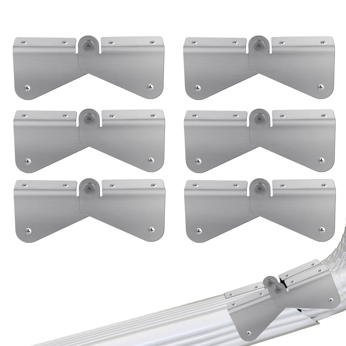 6pcs Gutter Extension Hinge, Stainless Steel Downspout - Image 1