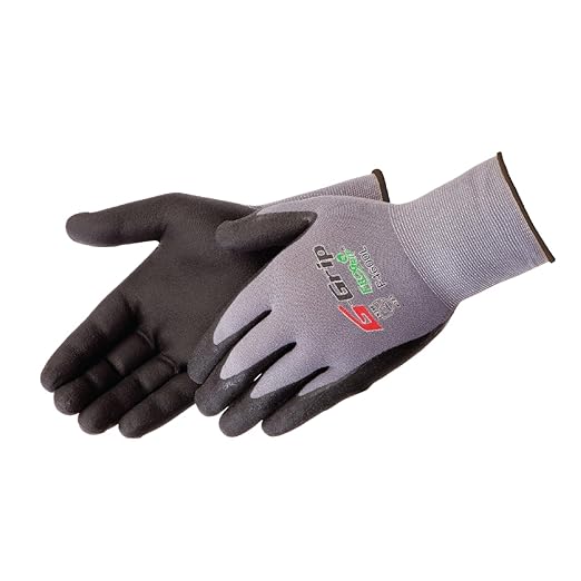 Liberty F4600 G-Grip Micro-Foam Nitrile Palm Coated Seamless Gloves with 15-Gauge Nylon Shell | Ideal for Automotive, Manufacturing, General Purpose | Gray/Black, Large (Pack of 12)