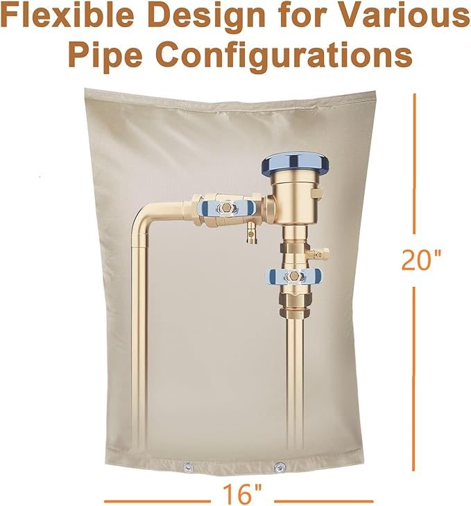 Backflow Preventer Insulation Cover,Pipe Insulation,Outdoor Pipe Covers For Winter Freeze Protection,Outdoor Faucet Covers For Winter Freeze Protection,Insulated Pipe Covers For Outside (16w*20h)