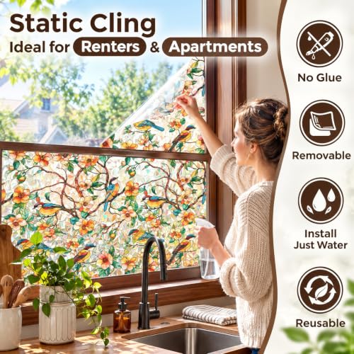 Coavas Stained Glass Window Privacy Film, Rainbow Cling - Image 5