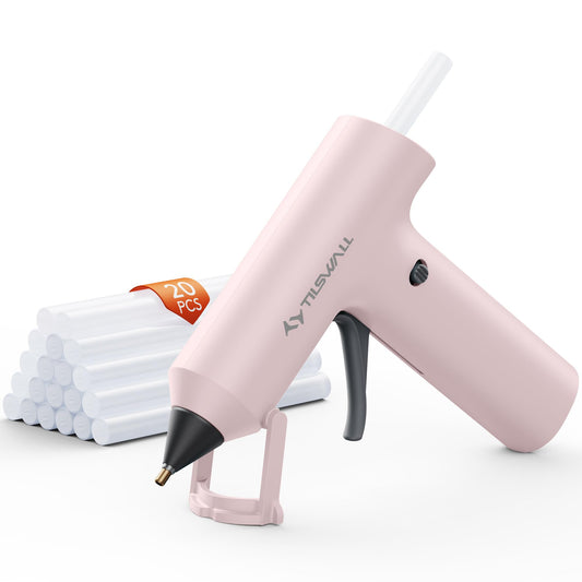 Tilswall Cordless Hot Glue Gun W106s with Rechargeable 2Ah Pink - Image 1