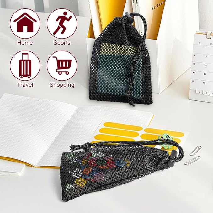 Mesh Bag, Small Nylon Mesh Drawstring Bag with Cord Lock, Black, 3 Pcs,5.9x7.9 Inch for Travel Stuff Bags, Cleansing Supplies