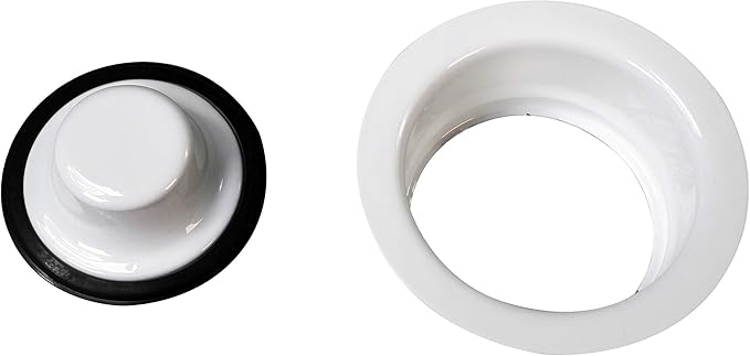 Westbrass D2165-50 Post Style Large Kitchen Basket Strainer with Waste Disposal Flange and Stopper, Powder Coat White