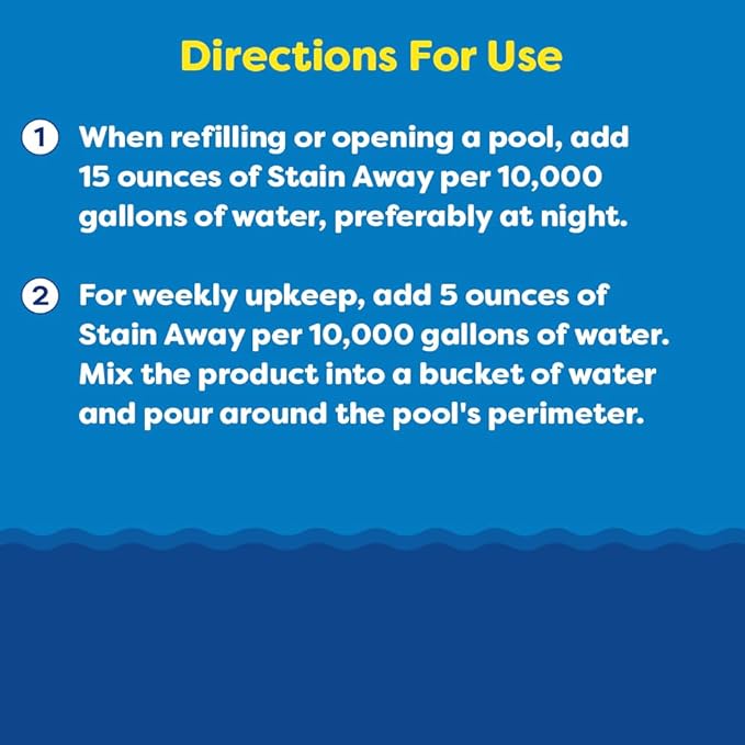 In The Swim Stain Away for Above Ground and Inground Swimming Pools - Removes Mineral Stains from Iron, Copper, and Magnesium in Swimming Pools - 1 Quart - 2 Pack