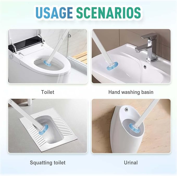 Upgrade Disposable Toilet Brush, Disposable Toilet Cleaning Set with Holder & Refills, Extended Handle Bowl Brush for Hygienic Bathroom Maintenance, 18 Disinfecting Heads Included (White)