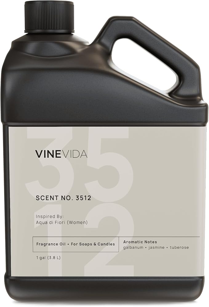 VINEVIDA Scent NO. 3512 Fragrance Oil - 1 Gallon (8lbs) - Inspired by: Aqua di Fiori (Women) Fragrance Oil for Candle Making - Made in USA Candle Scents Scents for Soap Making