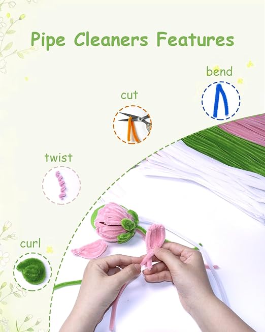 Pipe Cleaners, 400 Pieces Chenille Stems for Flower Bouquet Making, Fuzzy Sticks for DIY Projects, STEM Activities, Length 11.8 inches(30cm), Beginner-Friendly Gifts for Craft Lovers (Blue)