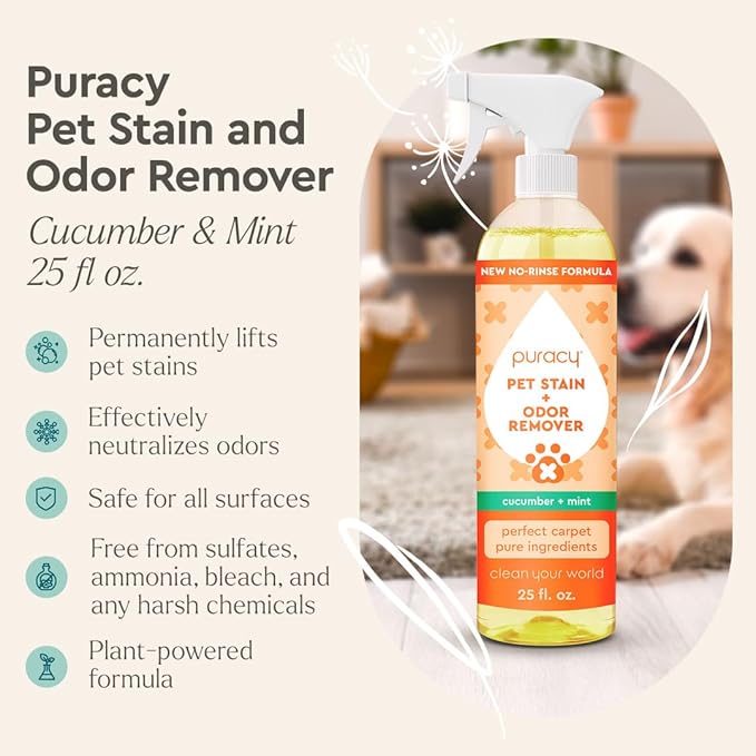 Natural Pet Stain & Odor Remover, 25oz, Enzyme Cleaner for Dog & Cat Urine