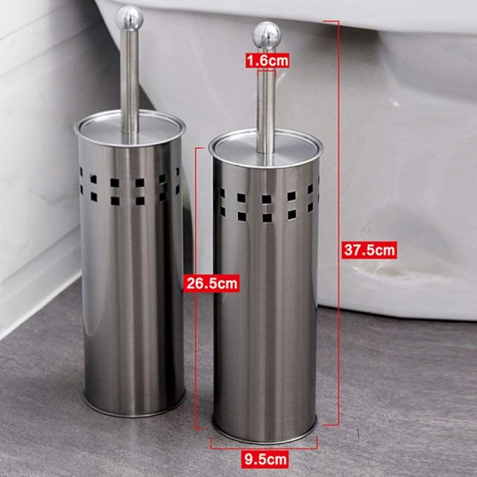 Stainless Steel Toilet Brush with Comfortable Handle Strong Bristles for Bathroom Cleaning Simple Color